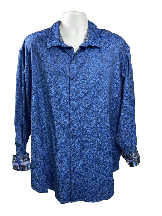 Robert Graham Men's Blue Floral Button Up Shirt - 3XL