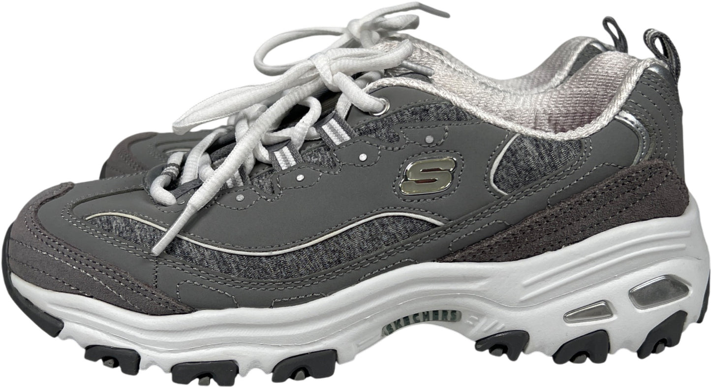 Skechers Women’s Gray D’Lites Air Cooled Memory Foam Lace Up Sneakers - 6.5