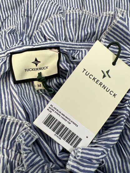 Tuckernuck Women’s Blue/White Striped V-Neck Blouse - M