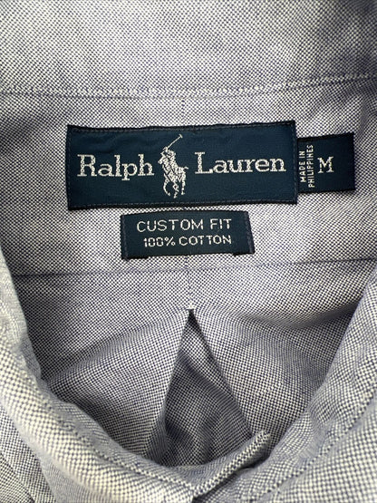 Ralph Lauren Men's Blue Custom Fit Cotton Oxford Button Down Shirt - M