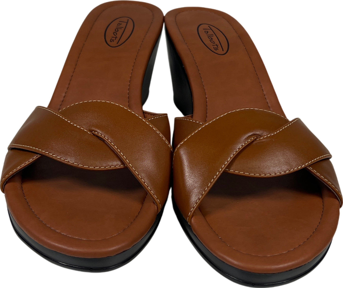 Talbots Women’s Brown Leather Slip On Wedge Sandals - 9.5