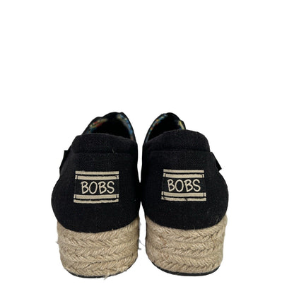 Bobs Women's Black Espadrille Wedge Shoes - 7.5
