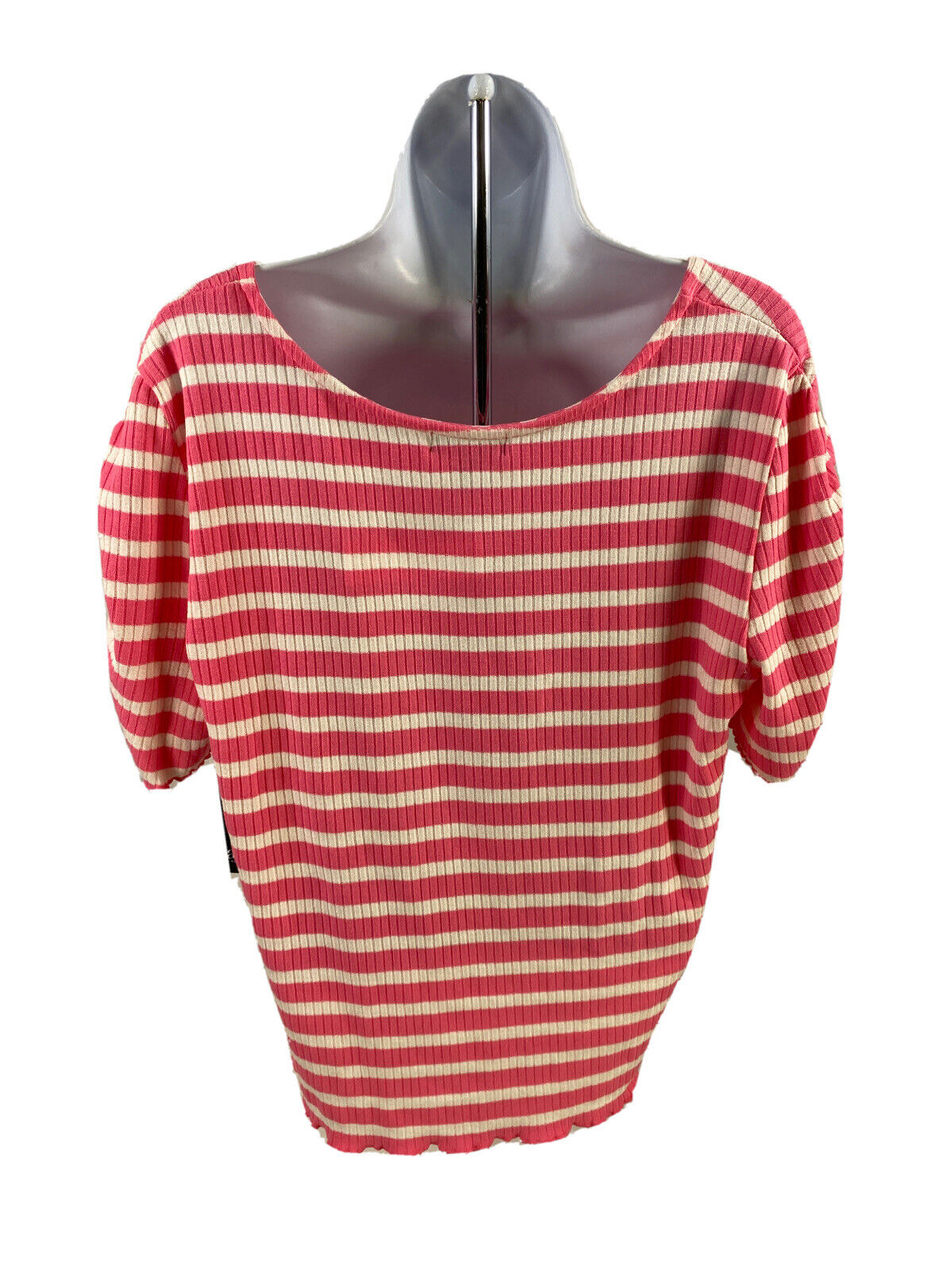 NEW ANA Women's Pink/White Striped Short Sleeve Shirt - XXL