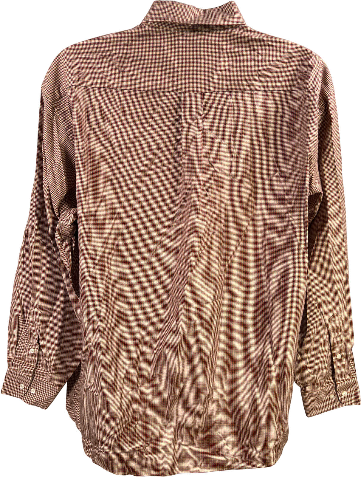 Jos A Bank Men’s Brown/Red Mini Houndstooth Long Sleeve Button Up Shirt - XL