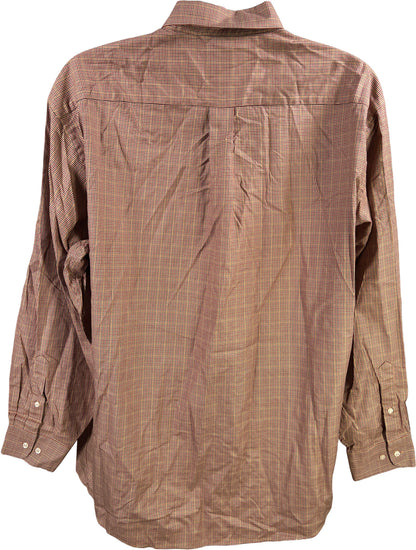 Jos A Bank Men’s Brown/Red Mini Houndstooth Long Sleeve Button Up Shirt - XL