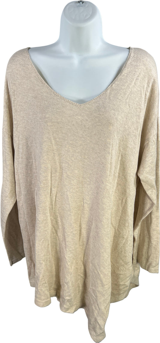 Pure J.Jill Women’s Ivory Long Sleeve Thin Knit V-Neck Sweater - XL