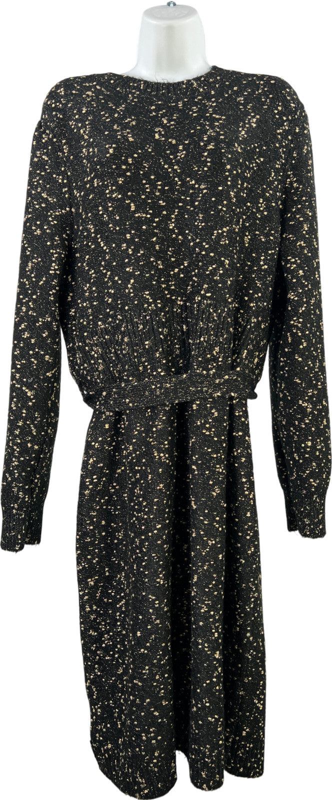 Ann Taylor Women’s Black/Gold Metallic Long Sleeve Sweater Dress - XL Petite