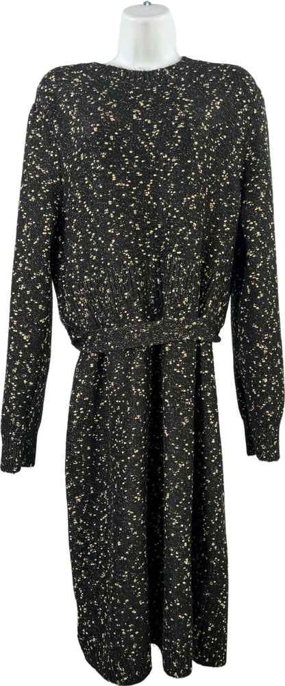 Ann Taylor Women’s Black/Gold Metallic Long Sleeve Sweater Dress - XL Petite