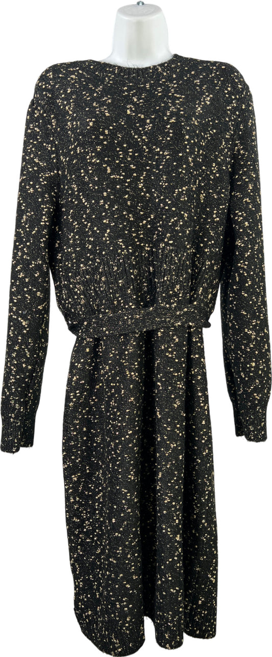 Ann Taylor Women’s Black/Gold Metallic Long Sleeve Sweater Dress - XL Petite