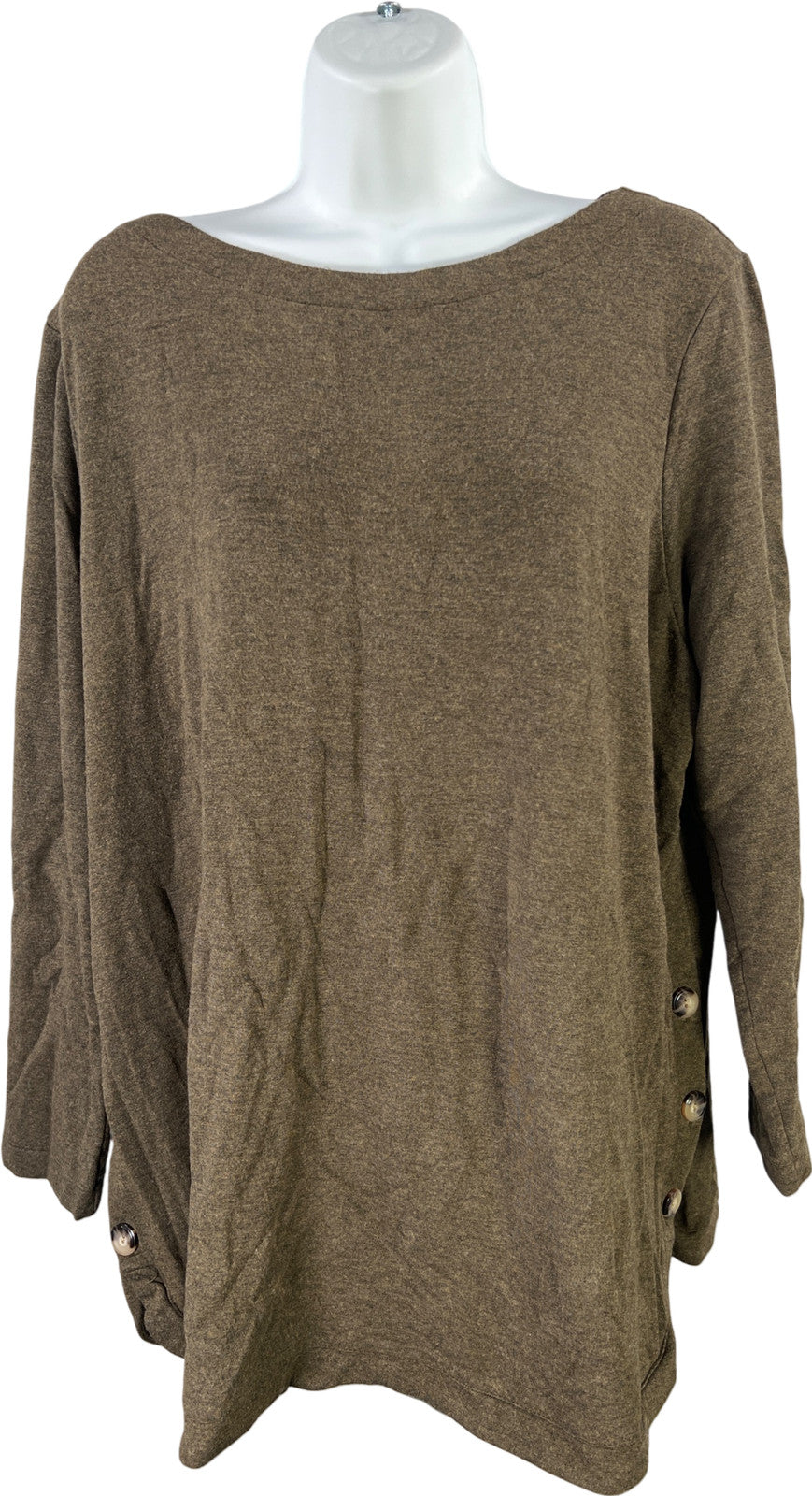 J. Jill Women’s Dark brown 3/4 Sleeve Side Button Accent Sweater - XL Petite