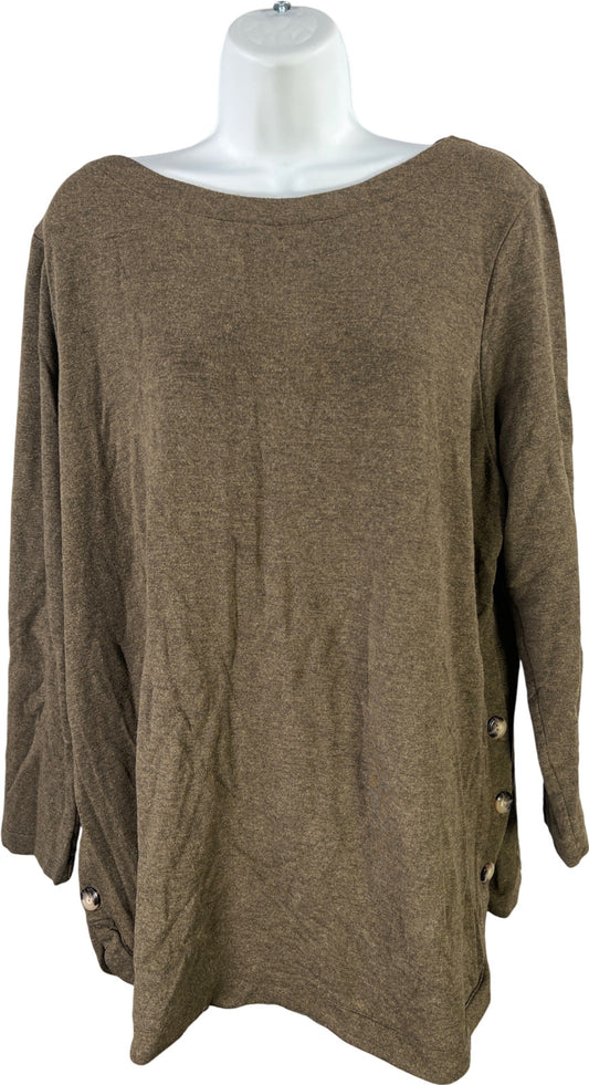 J. Jill Women’s Dark brown 3/4 Sleeve Side Button Accent Sweater - XL Petite