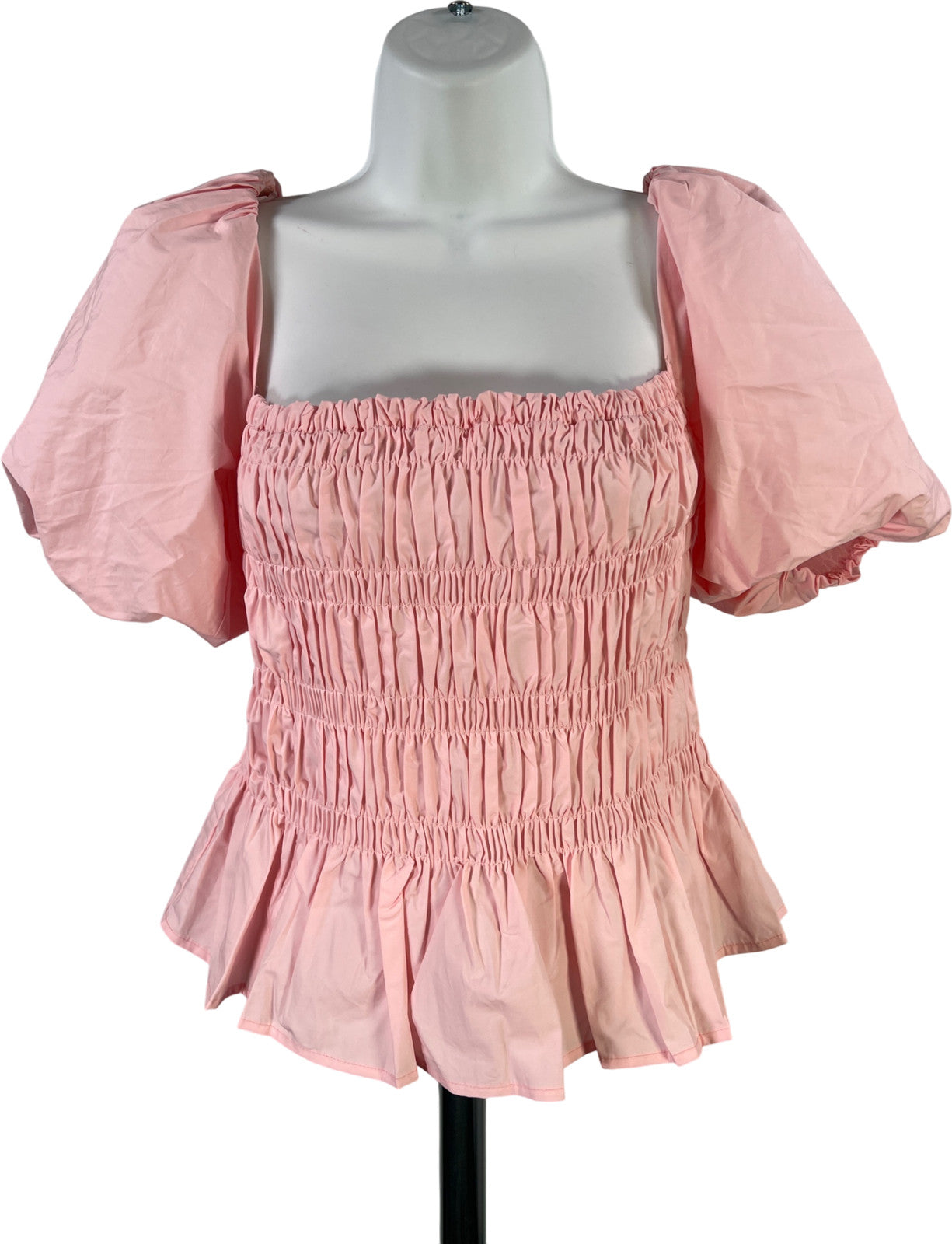 ASTR Women’s Pink Savina Smocked Bodice Puff Sleeve Blouse - M