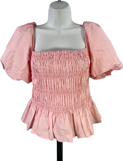 ASTR Women’s Pink Savina Smocked Bodice Puff Sleeve Blouse - M