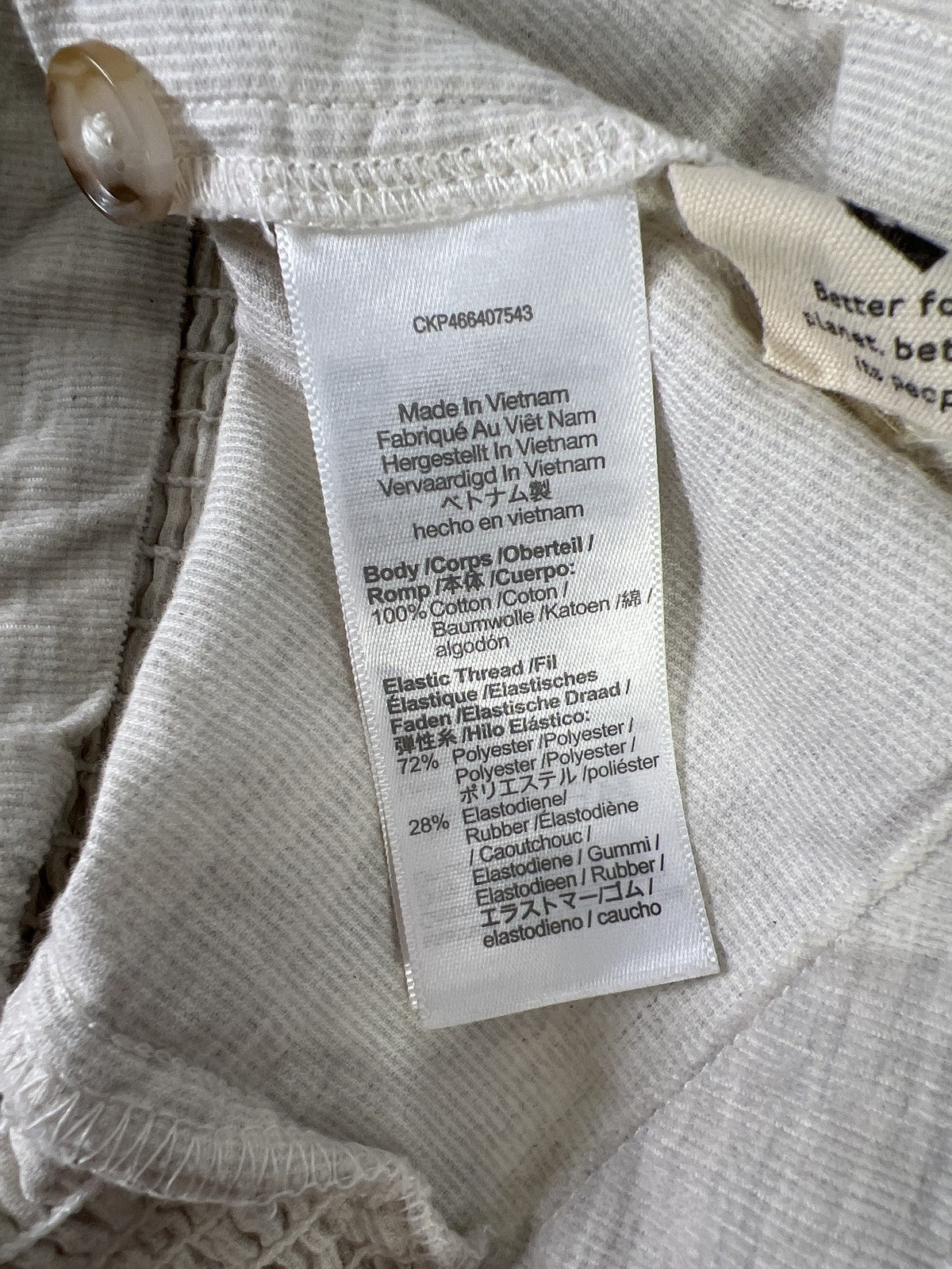 Madewell Women’s Ivory Corduroy Crop Button Up Top - 00