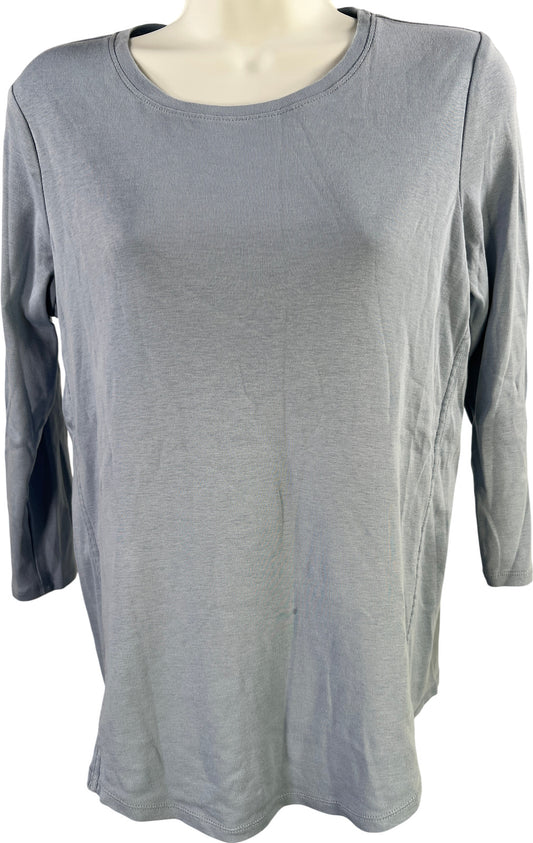 J.Jill Women’s Blue 3/4 Sleeve Side Inset Pima T-Shirt - XS