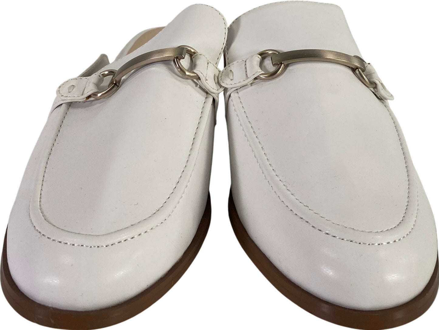 Nine West Women’s White Johnnie Slip On Low Heel Mules - 8.5