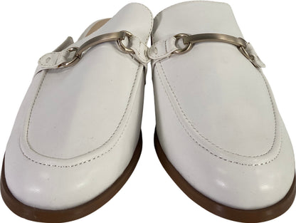 Nine West Women’s White Johnnie Slip On Low Heel Mules - 8.5