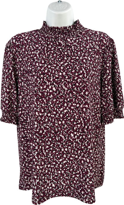 Anne Klein Women’s Purple Short Sleeve Mock Neck Blouse - M