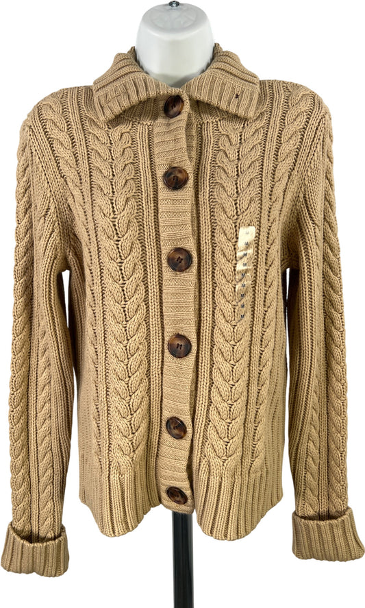 St.Johns Bay Women’s Beige Cable Knit Button Up Cardigan Sweater - M