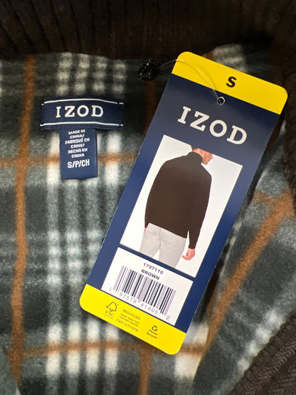 Izod Men’s Brown Long Sleeve Full Zip Lined Sweater Jacket - S