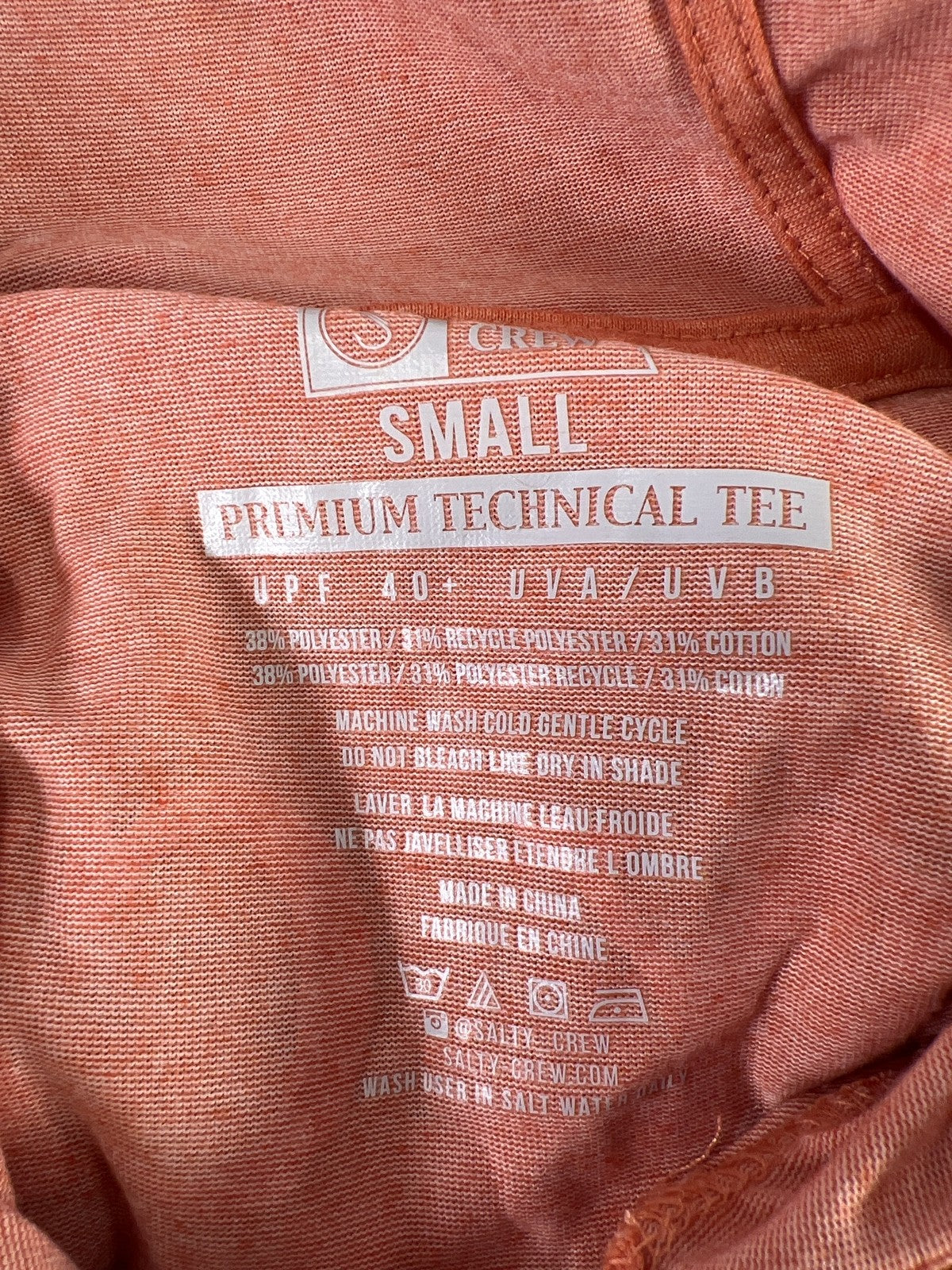 NEW Salty Crew Men’s Orange Premium Technical UPF 40 Hooded Shirt - S
