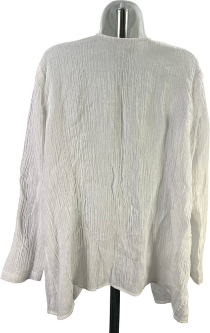 Pure J.Jill Women’s White Linen Textured Long Sleeve Open Cardigan - M