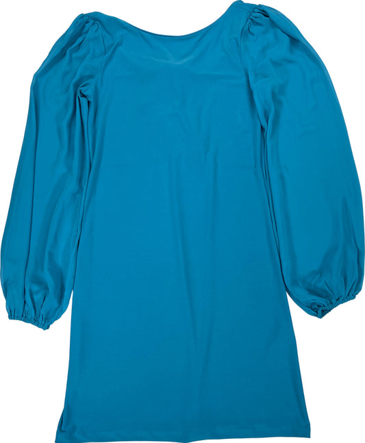 White House Black Market Women’s Blue Long Sheer Chiffon Sleeve Shift Dress - XS