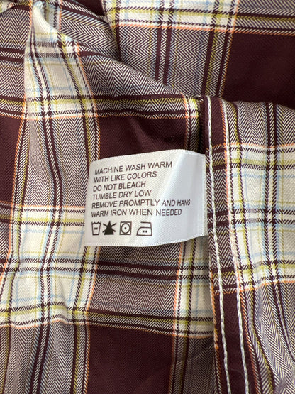 Orvis Men’s Dark Purple/Burgundy Plaid Long Sleeve Button Up Shirt - M