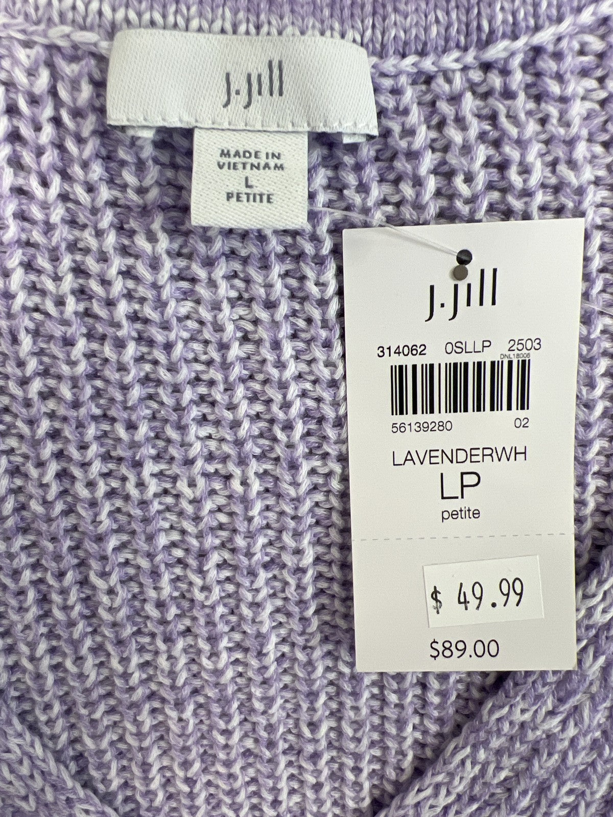 J.Jill Women’s Purple 1/2 Sleeve V-Neck Sweater - L Petite
