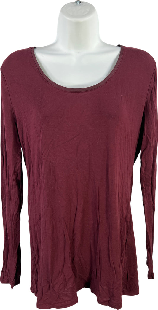White House Black Market Women’s Burgundy Long Sleeve Shirt - M