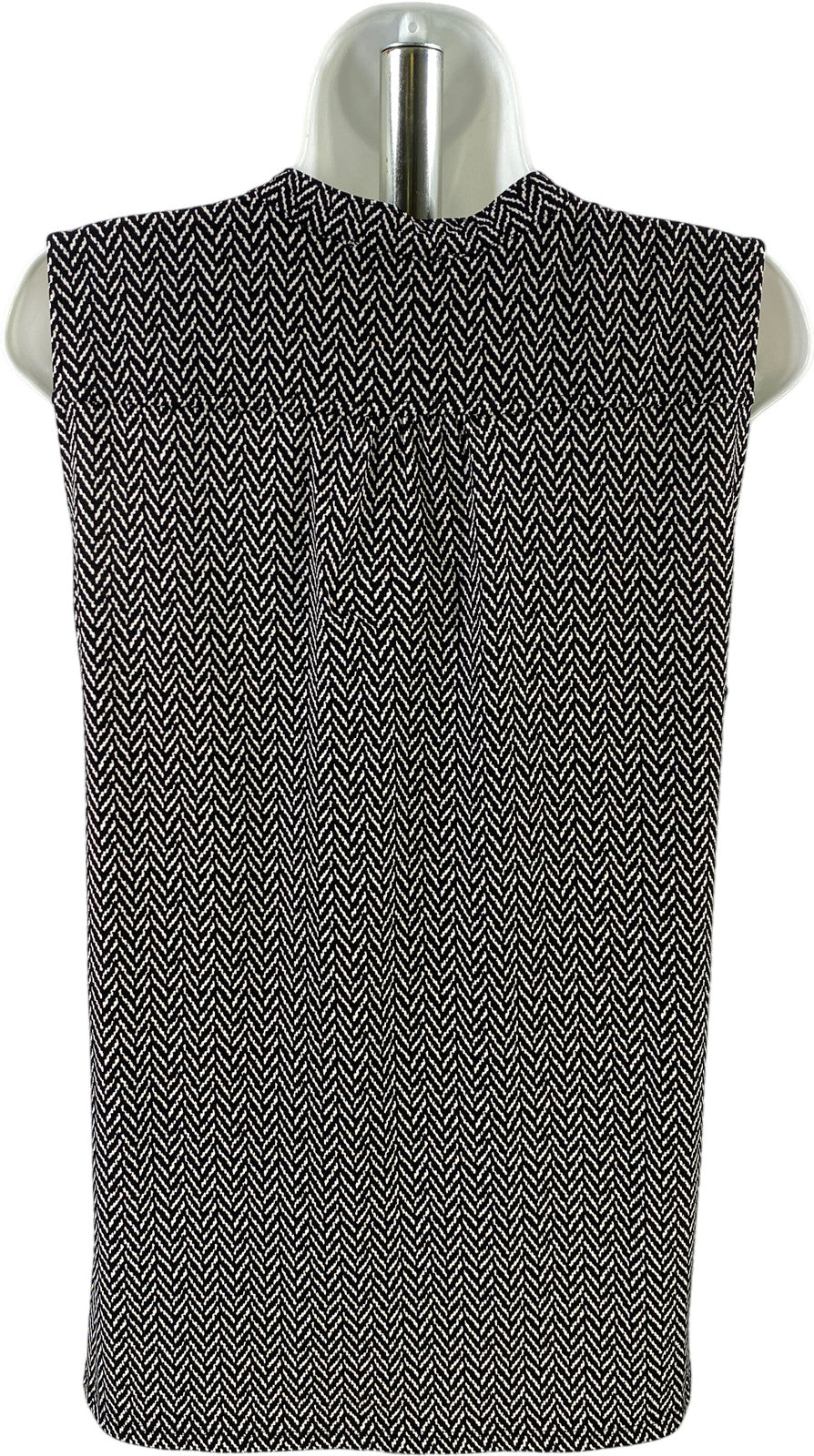 White House Black Market Women’s Black/White Sleeveless V-Neck Blouse - L