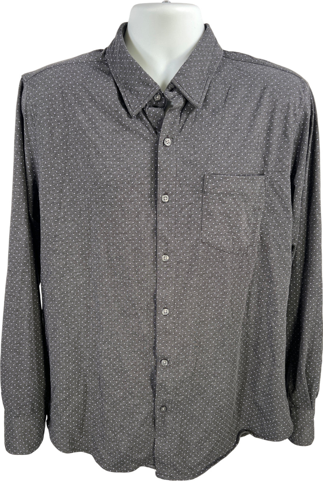 Bonobos Men’s Gray Polka Dot Long Sleeve Slim Fit Button Up Shirt - L