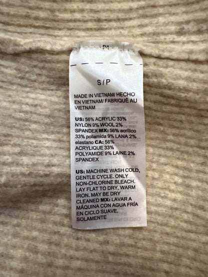 White House Black Market Women’s Beige Fringe Trim Wrap Sweater - S