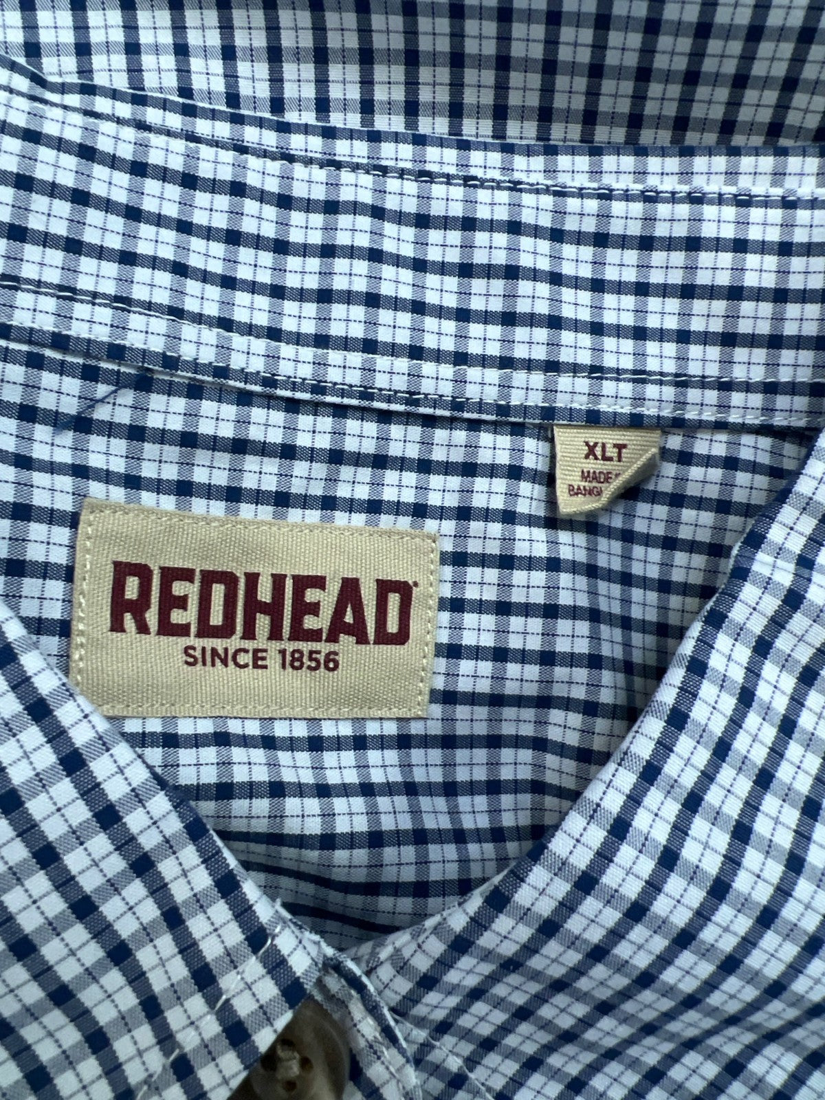 RedHead Men’s Blue/White Plaid Short Sleeve Button Up Shirt - XL Tall