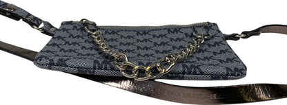 Michael Kors Women’s Blue Coated Canvas Small Chain Belt Bag Clutch