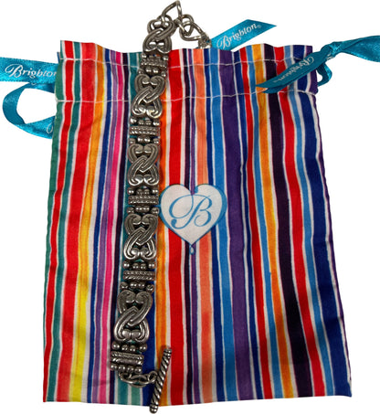 Brighton Silver Tone Manzanita Interlocking Hearts 7” Toggle Bracelet