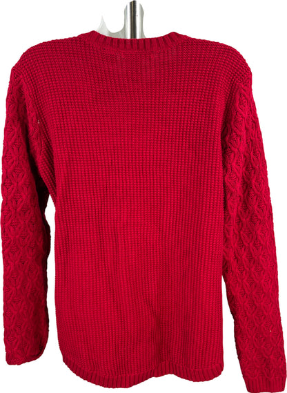 Jeanne Pierre Women’s Red Carmine Cable Knit Long Sleeve Sweater - L