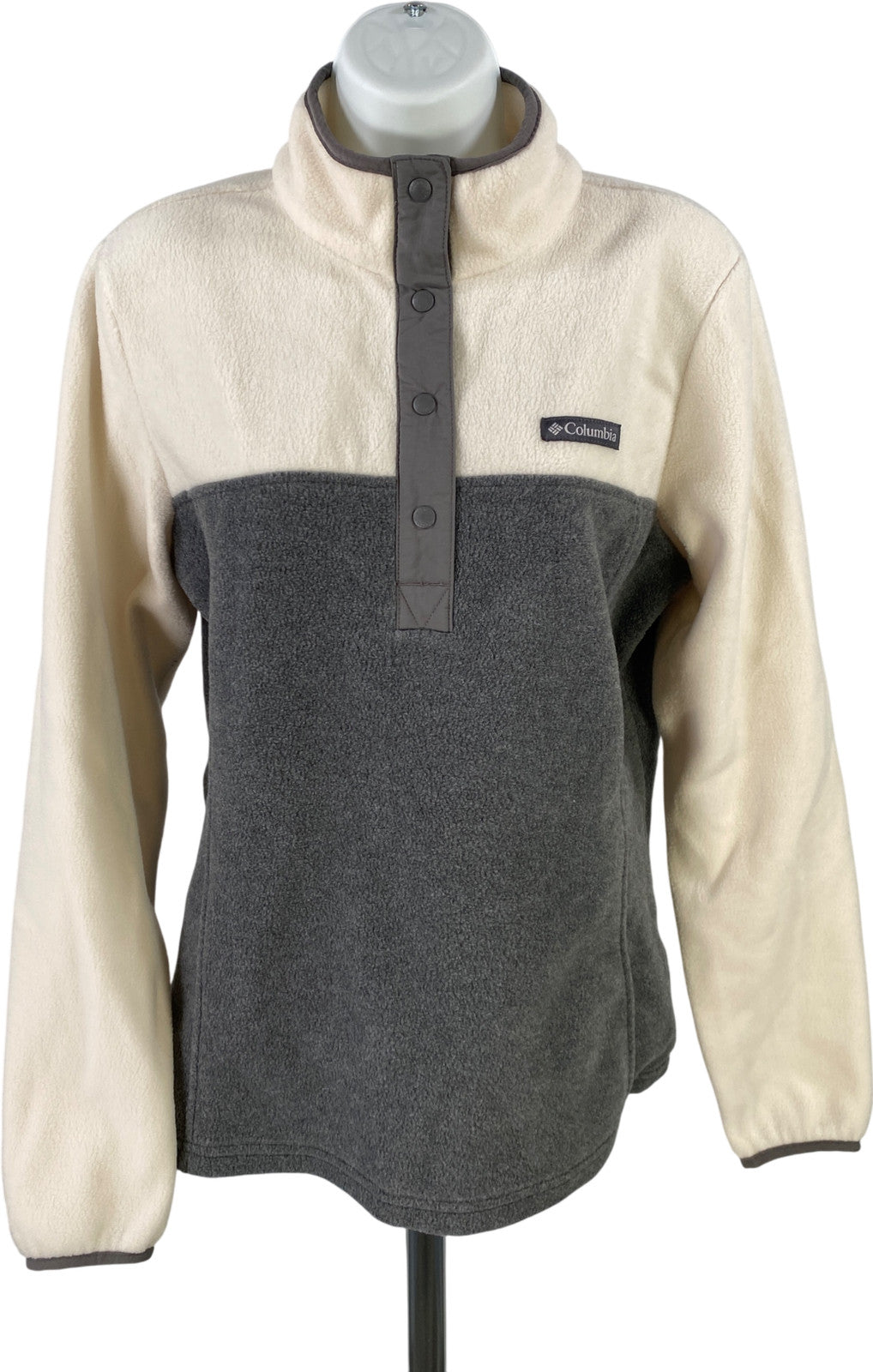 Columbia Women’s Gray/White Benton Springs Half Snap Fleece Pullover - M
