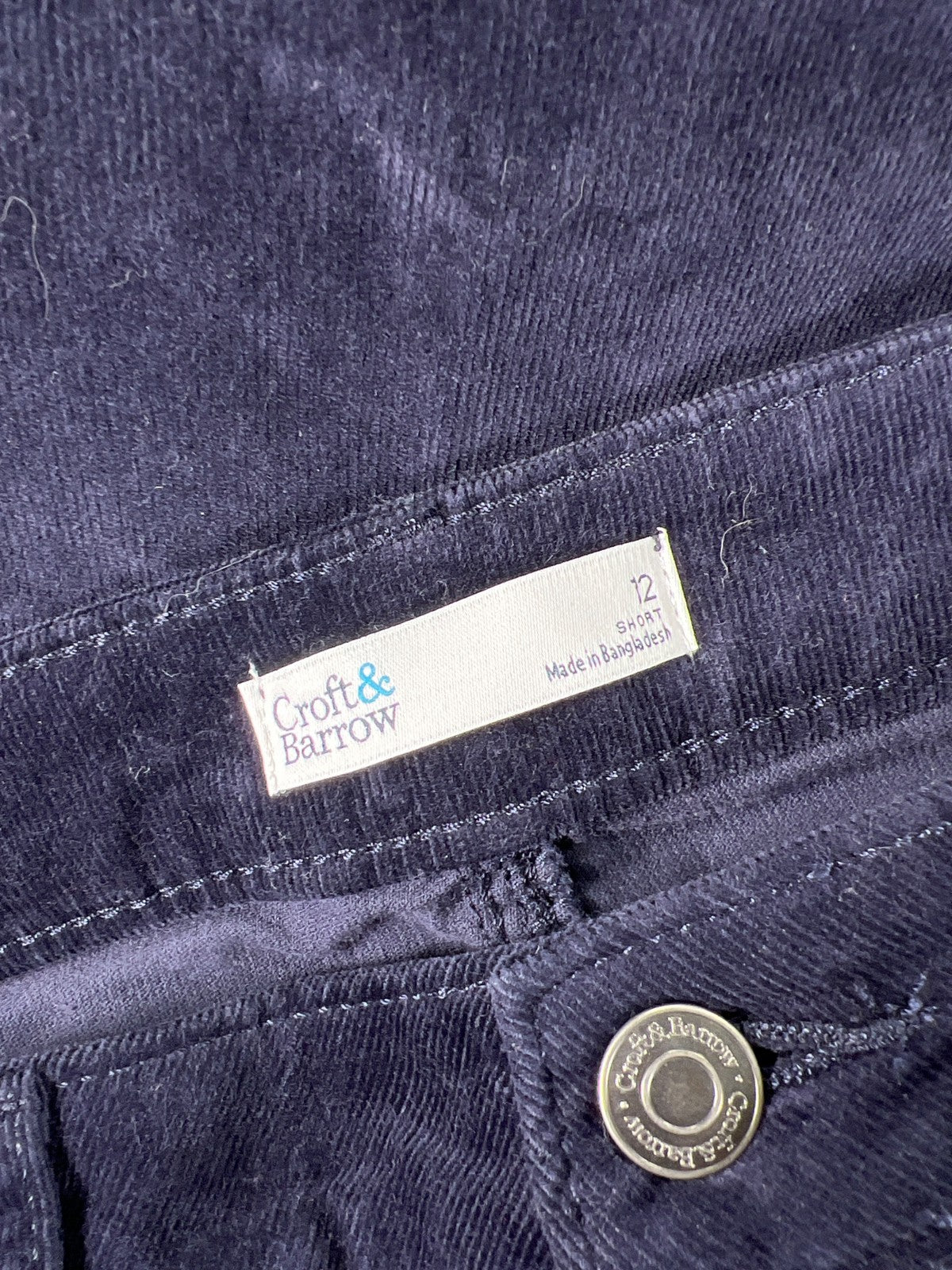 Croft and Barrow Women’s Blue Straight Corduroy Jeans - 12 Short