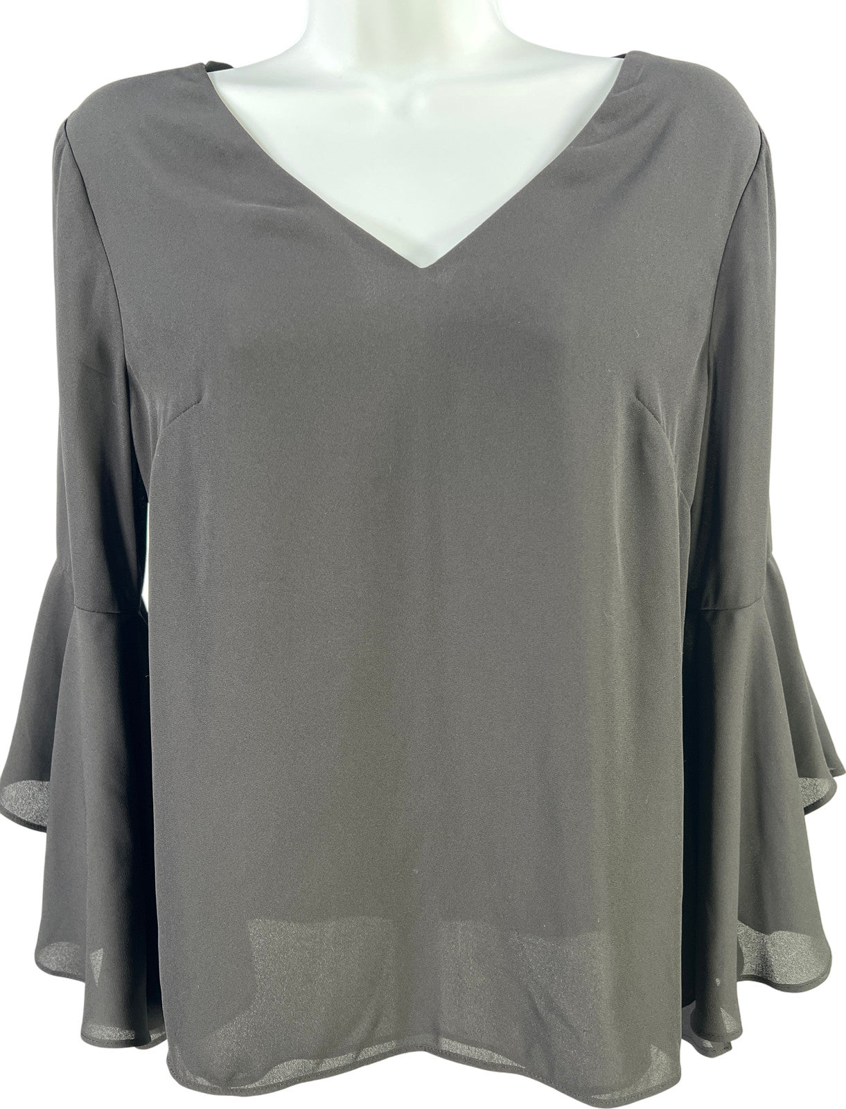 White House Black Market Women’s Black Semi-Sheer Bell Sleeve Blouse - 0 Petite