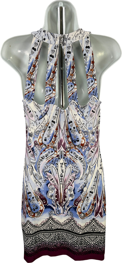 White House Black Market Women’s White/Blue Sleeveless Shift Dress - XXS