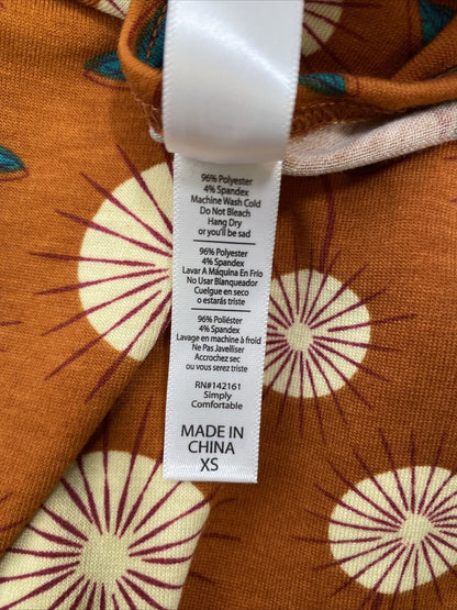 NEW LuLaRoe Women's Brown Floral Print Short Sleeve Perfect T-Shirt Sz XS