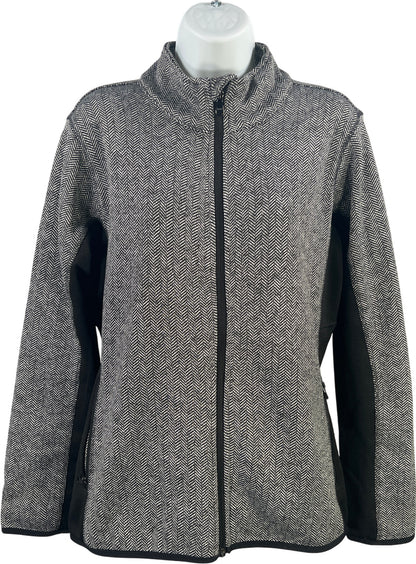 Marc New York Women’s Gray Houndstooth Full Zip Sweatshirt Jacket - L