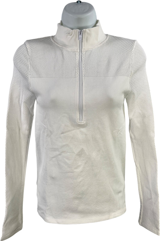 Fabletics Women’s White Mesh Long Sleeve 1/4 Zip Pullover Athletic Shirt - S