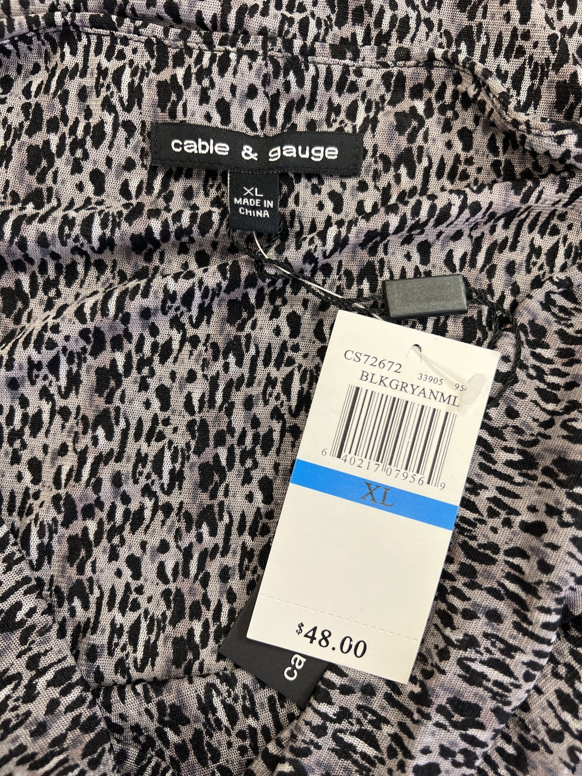 Cable and Gauge Women’s Gray Mesh Sleeveless Draped Neck Blouse - XL