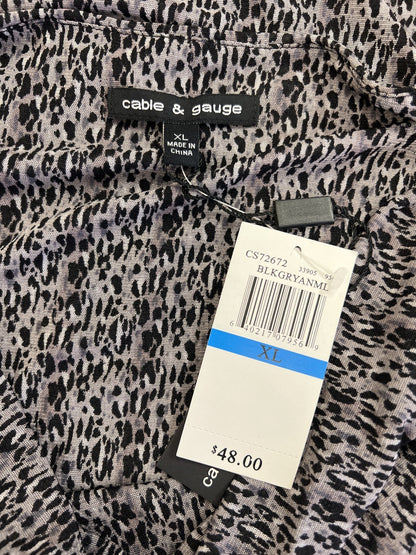 Cable and Gauge Women’s Gray Mesh Sleeveless Draped Neck Blouse - XL