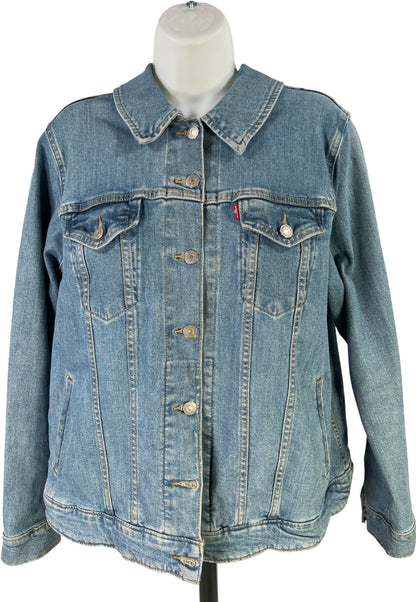 Levi’s Women’s Medium Wash Long Sleeve Button Up Denim Jacket - Plus 1X