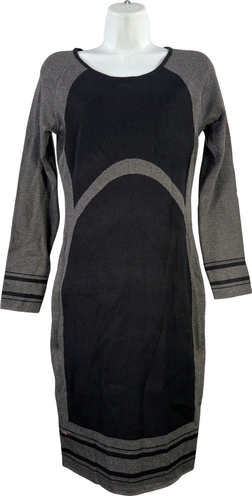 Max Studio Women’s Black/Gray Long Sleeve Sweater Dress - S