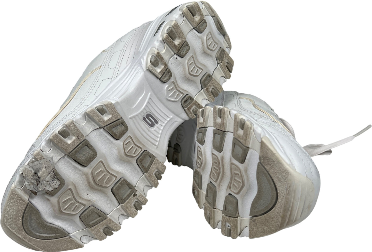 Skechers Women’s White D’Lites Leather Lace Up Walking Sneakers - 7