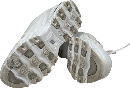 Skechers Women’s White D’Lites Leather Lace Up Walking Sneakers - 7